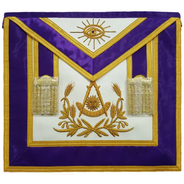 Past Master Blue Lodge Apron - Purple with Gold Hand Embroidery Past Master Blue Lodge Apron - Purple with Gold Hand Embroidery