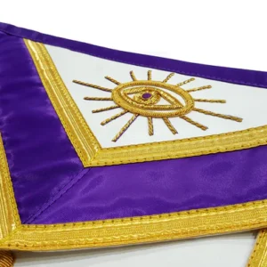Past Master Blue Lodge Apron - Purple with Gold Hand Embroidery