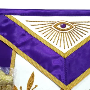 Master Mason Blue Lodge Aprons - Purple Gold Hand Embroidery