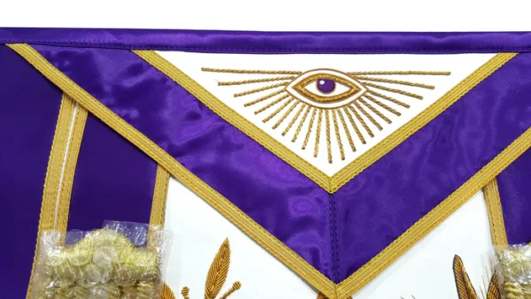 Master Mason Blue Lodge Aprons - Purple Gold Hand Embroidery