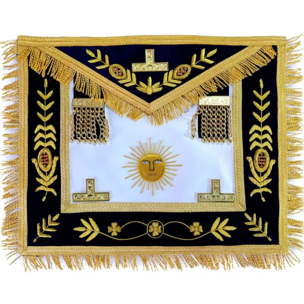 Past Master Blue Lodge Aprons - California Regulation Apron & Sun Apron Bullion Hand Embroidered Vinework
