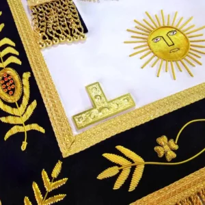 Past Master Blue Lodge Aprons - California Regulation Apron & Sun Apron Bullion Hand Embroidered Vinework