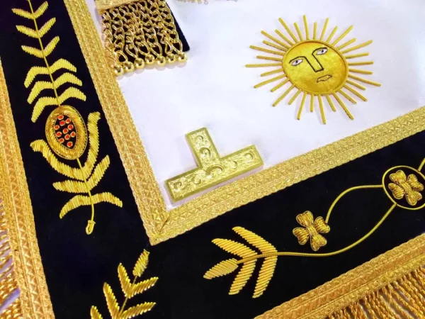 Past Master Blue Lodge Aprons - California Regulation Apron & Sun Apron Bullion Hand Embroidered Vinework