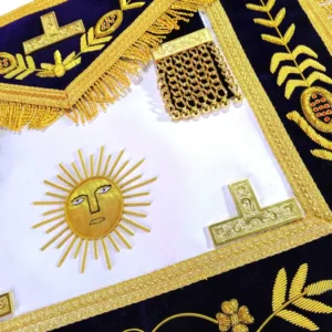 Past Master Blue Lodge Aprons - California Regulation Apron & Sun Apron Bullion Hand Embroidered Vinework