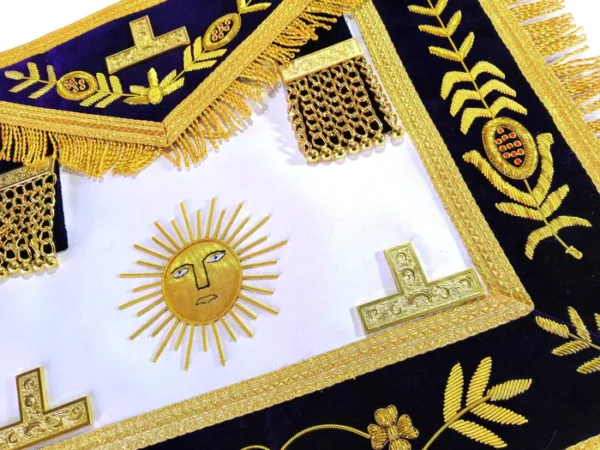 Past Master Blue Lodge Aprons - California Regulation Apron & Sun Apron Bullion Hand Embroidered Vinework