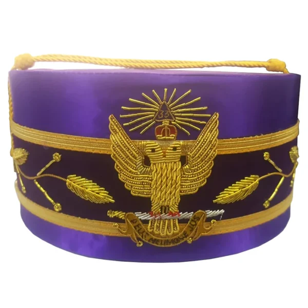 33rd Degree Scottish Rite Crown Cap - Wings Up Purple Handmade Embroidery 33rd Degree Scottish Rite Crown Cap - Wings Up Purple Handmade Embroidery