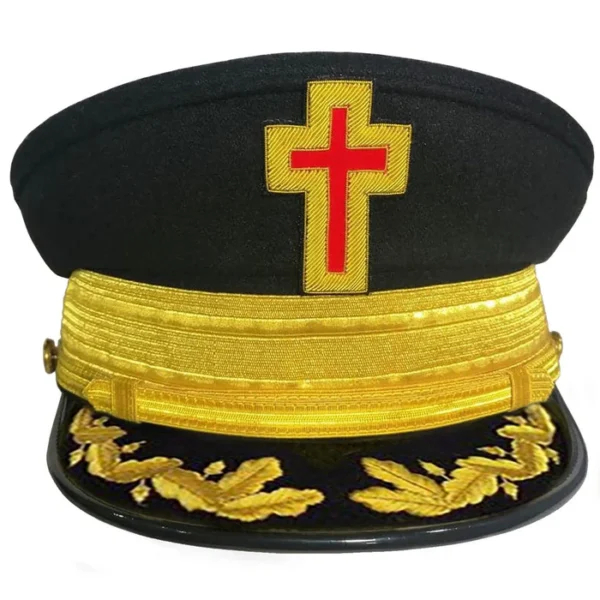 Past Commander Knights Templar Commandery Fatigue Cap - With Vinework & Gold Braid Past Commander Knights Templar Commandery Fatigue Cap - With Vinework & Gold Braid