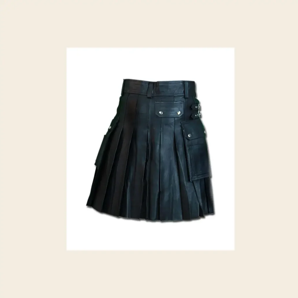 how leather kilt with twin cargo pockets is finished
