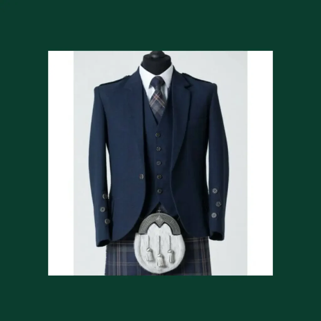 mens blue tweed scottish kilt