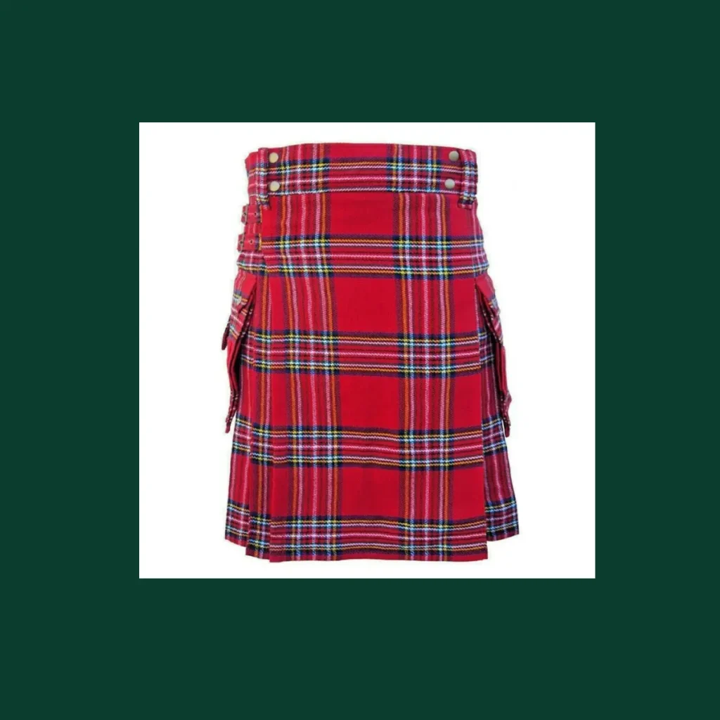 scottish mens red utility kilt