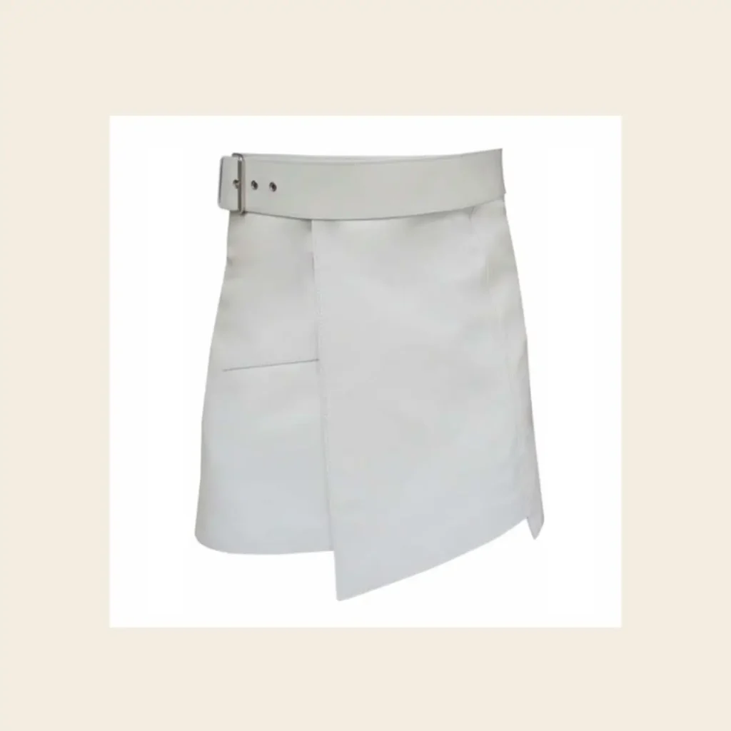 short mini white leather kilt